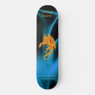 Draak in het Blauwe Skateboard van Vlammen