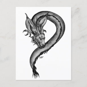 Draak in het Briefkaart Stijl Tattoo