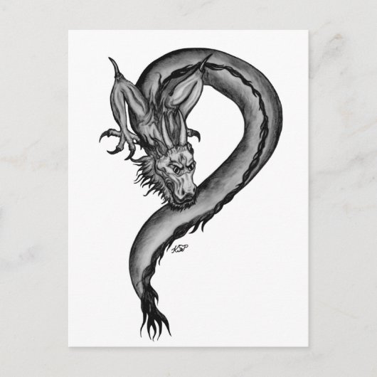 Draak in het Briefkaart Stijl Tattoo (Voorkant)