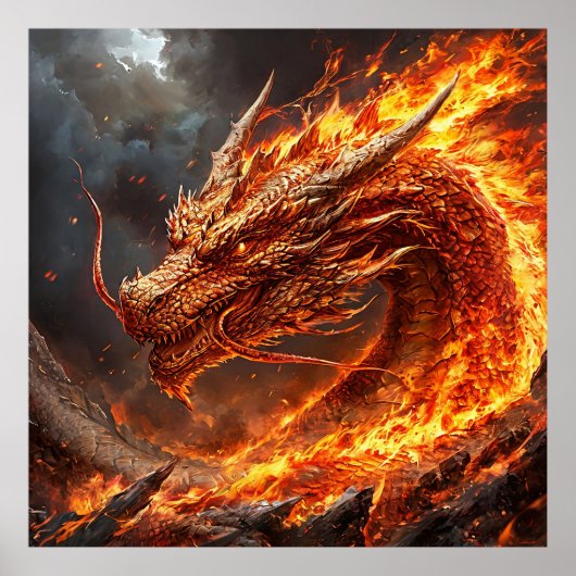 Draak in het vuur poster (Voorkant)