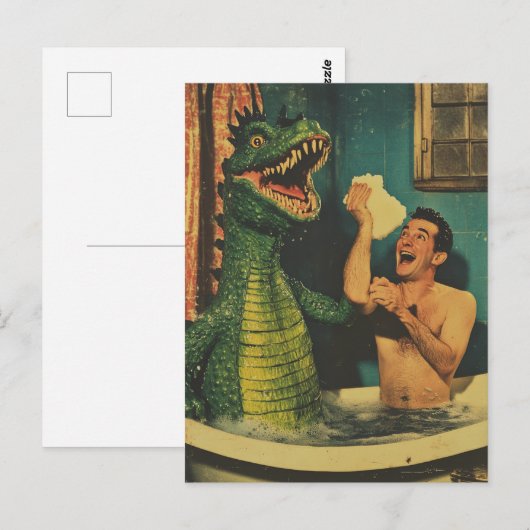 Draak in mijn BubbleBath Briefkaart (Voorkant / Achterkant)