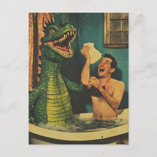 Draak in mijn BubbleBath Briefkaart (Voorkant)