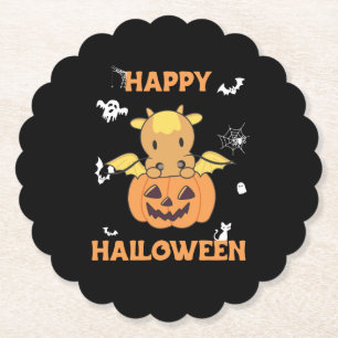 Draak in Pumpkin Sweet Dragon Happy Halloween Kartonnen Onderzetters