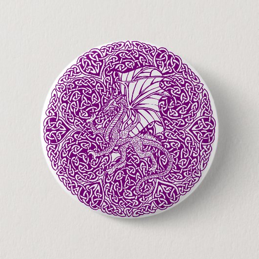 Draak in Round Celtic Knot Ronde Button 5,7 Cm (Voorkant)