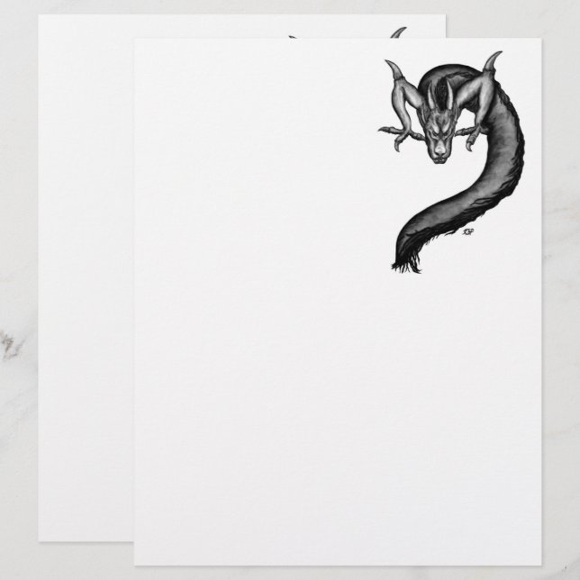 Draak in Tattoo stijl Briefhoofd (Voorkant / Achterkant)