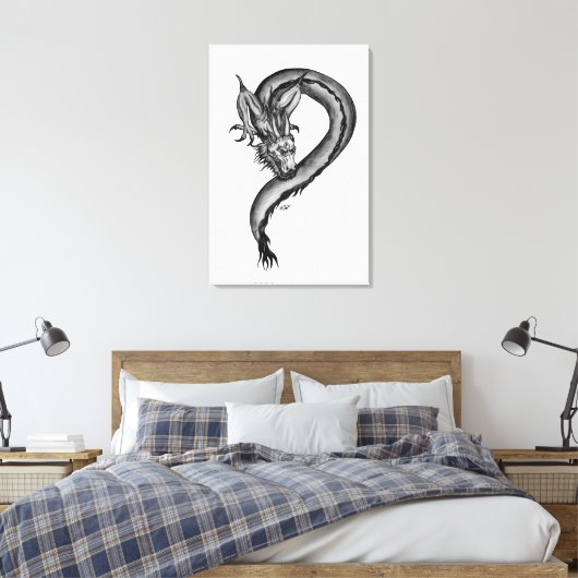 Draak in Tattoo stijl Canvas Afdruk (Insitu (Slaapkamer))
