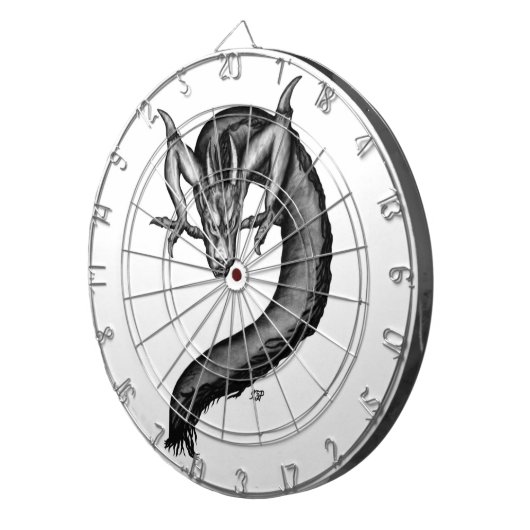 Draak in Tattoo stijl Dartbord (Voorkant Rechts)