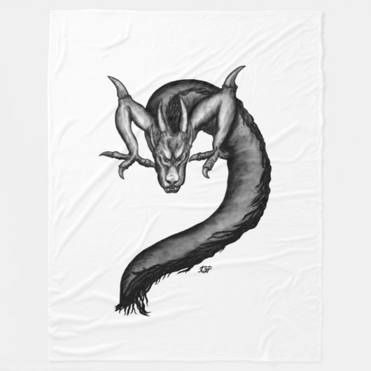 Draak in Tattoo stijl Fleece Deken (Voorkant)