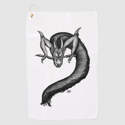 Draak in Tattoo stijl Golfhanddoek (Voorkant)