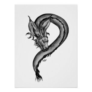 Draak in Tattoo stijl Perfect Poster