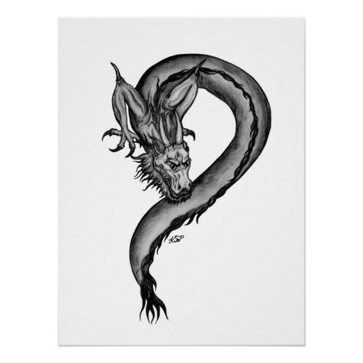 Draak in Tattoo stijl Perfect Poster (Voorkant)