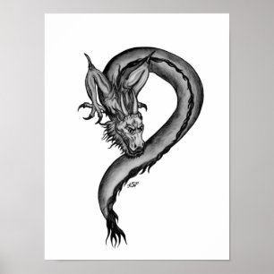 Draak in Tattoo stijl Poster