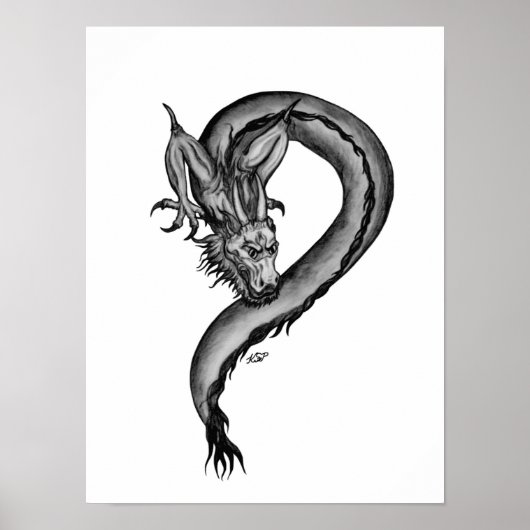 Draak in Tattoo stijl Poster (Voorkant)