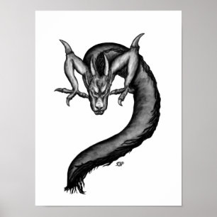 Draak in Tattoo stijl Poster