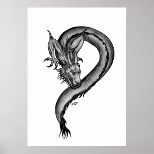 Draak in Tattoo stijl Poster