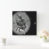 Draak in Tattoostyle Vierkante Klok (Huis)