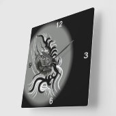 Draak in Tattoostyle Vierkante Klok (Hoek)