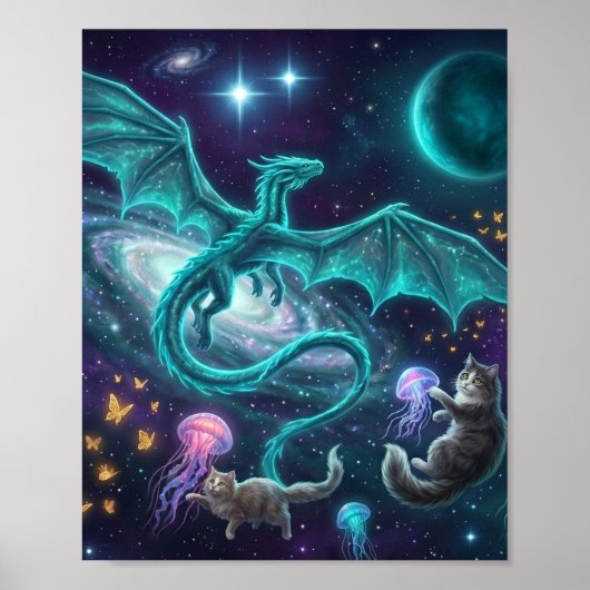 draak in vlucht poster (Voorkant)
