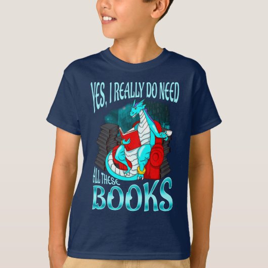 Draak Ja, ik heb echt al die boeken nodig T-shirt (Voorkant)