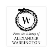 Draak Kader Bibliotheek Boek Naam Initiële Monogra Zelfinktende Stempel (Design)