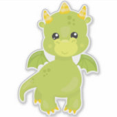 Draak, kleine draak, groene draak, magisch sticker (Voorkant)