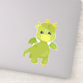 Draak, kleine draak, groene draak, magisch sticker