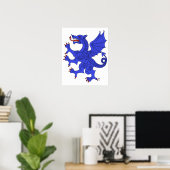 Draak Klimmend Azuur Poster (Thuiskantoor)