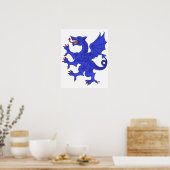 Draak Klimmend Azuur Poster (Keuken)