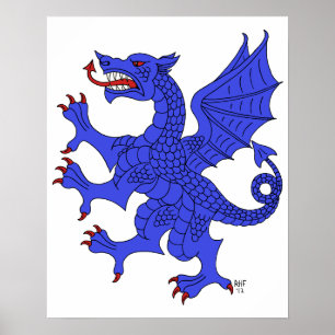 Draak Klimmend Azuur Poster