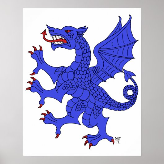 Draak Klimmend Azuur Poster (Voorkant)