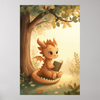 Draak Leest Verhalenboek voor Kinderen Fantasie Poster