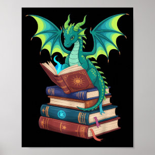 Draak Lezen Boeken Fantasy Liefhebbers Mythologisc Poster