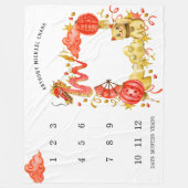 Draak & Lucky Kat | Baby Mijlpaaldeken Fleece Deken (Voorkant)