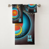 Draak Maan Moderne Fractal Art Monogram Bad Handdoek (Insitu)