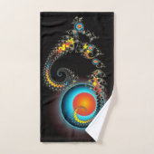 Draak Maan Moderne Fractal Art Monogram Bad Handdoek (Handdoek)