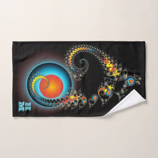 Draak Maan Moderne Fractal Art Monogram Bad Handdoek (Handdoek)
