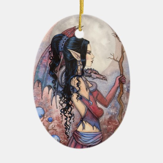 Draak Meisje Fantasie Kunst Ornament (Voorkant)