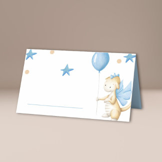 Draak met ballon en Baby shower van sterren Plaatskaartje