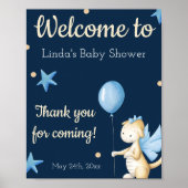 Draak met Balloon Baby shower Welkom Poster (Voorkant)
