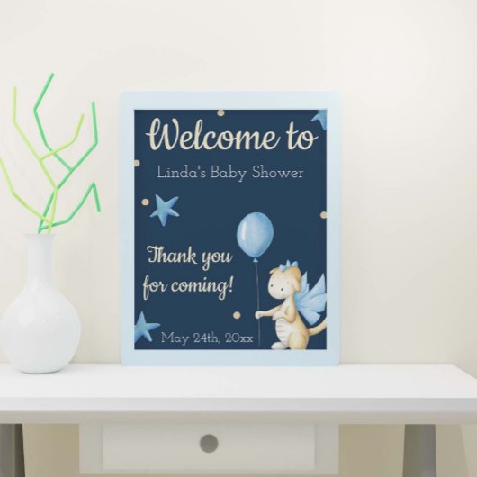 Draak met Balloon Baby shower Welkom Poster