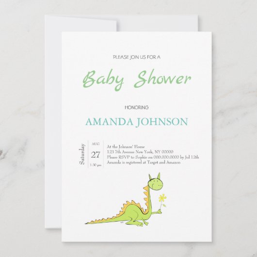 Draak met bloem kaart (Voorkant)