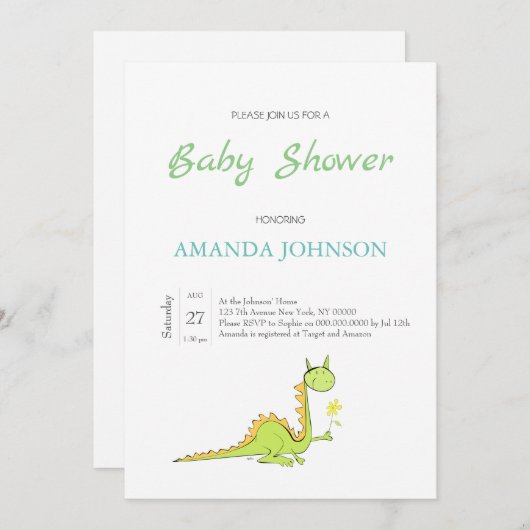 Draak met bloem kaart (Voorkant / Achterkant)