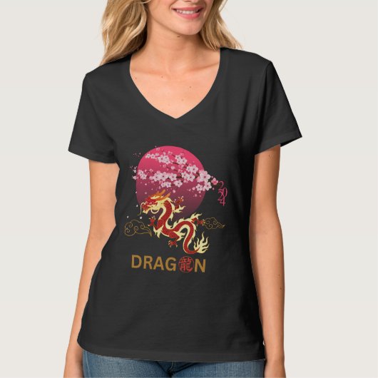 Draak met Cherry Blossom T-shirt (Voorkant)