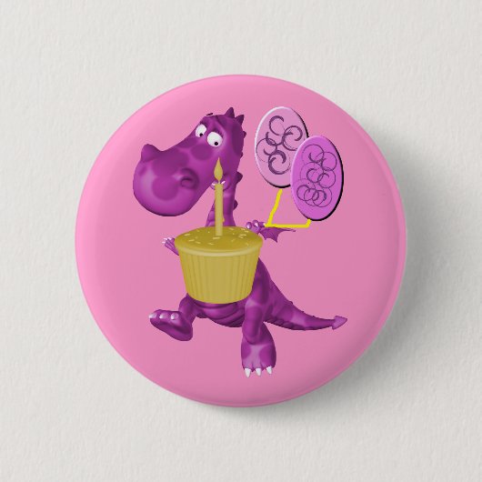 Draak met cupcake Buttonnen Ronde Button 5,7 Cm (Voorkant)