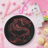 draak-met-geel-hoofd-groen-hoofd papieren bordje (Feest)