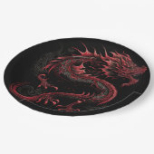 draak-met-geel-hoofd-groen-hoofd papieren bordje (Gekanteld)