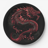 draak-met-geel-hoofd-groen-hoofd papieren bordje (Voorkant)