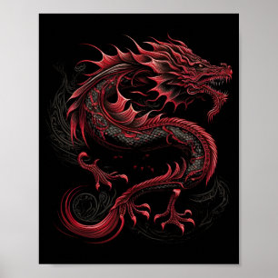 draak-met-geel-hoofd-groen-hoofd poster