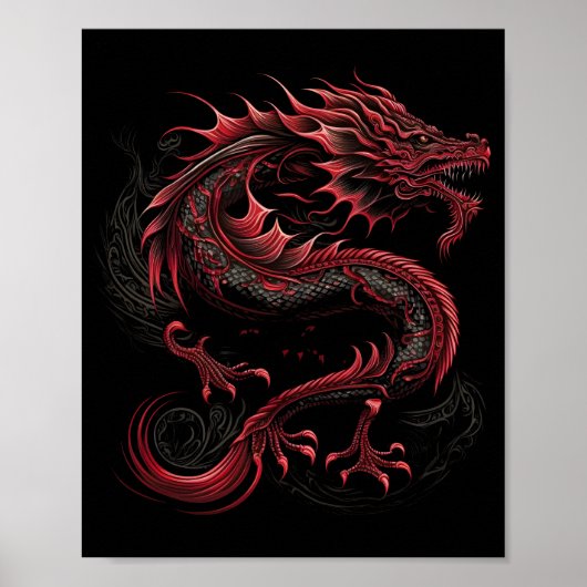 draak-met-geel-hoofd-groen-hoofd poster (Voorkant)