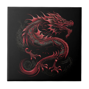 draak-met-geel-hoofd-groen-hoofd tegeltje